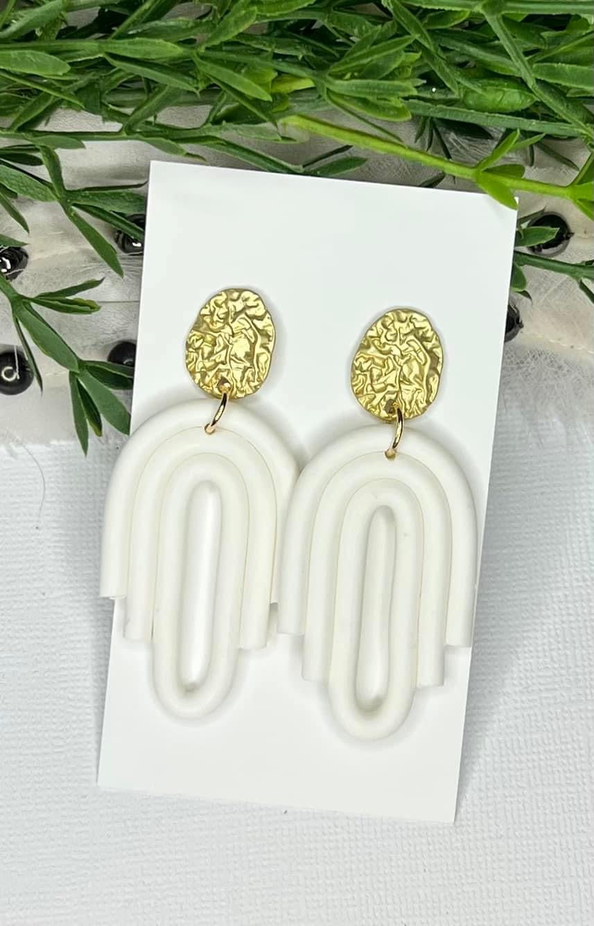 Boho White Polymar Clay Earrings