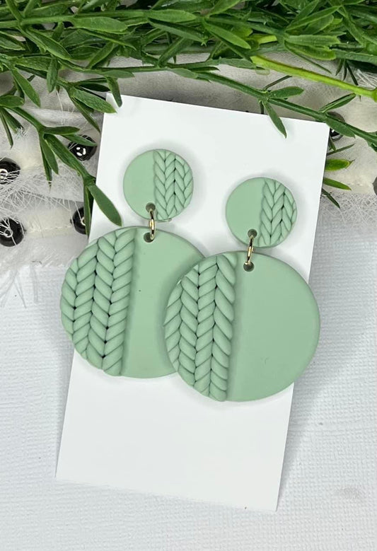 Sage Braided Polymar Clay Earrings