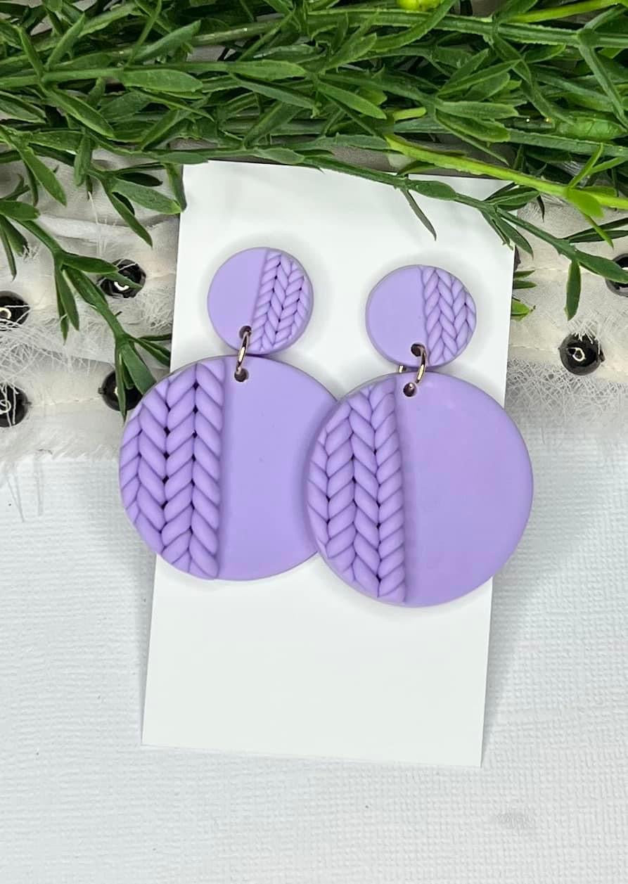 Lavender Braided Polymar Clay Earrings