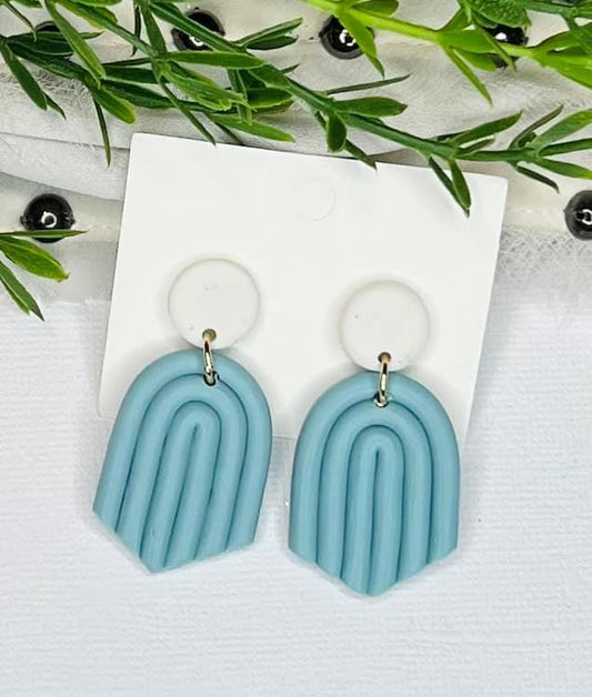 Blue Arched  Polymar Clay Earrings