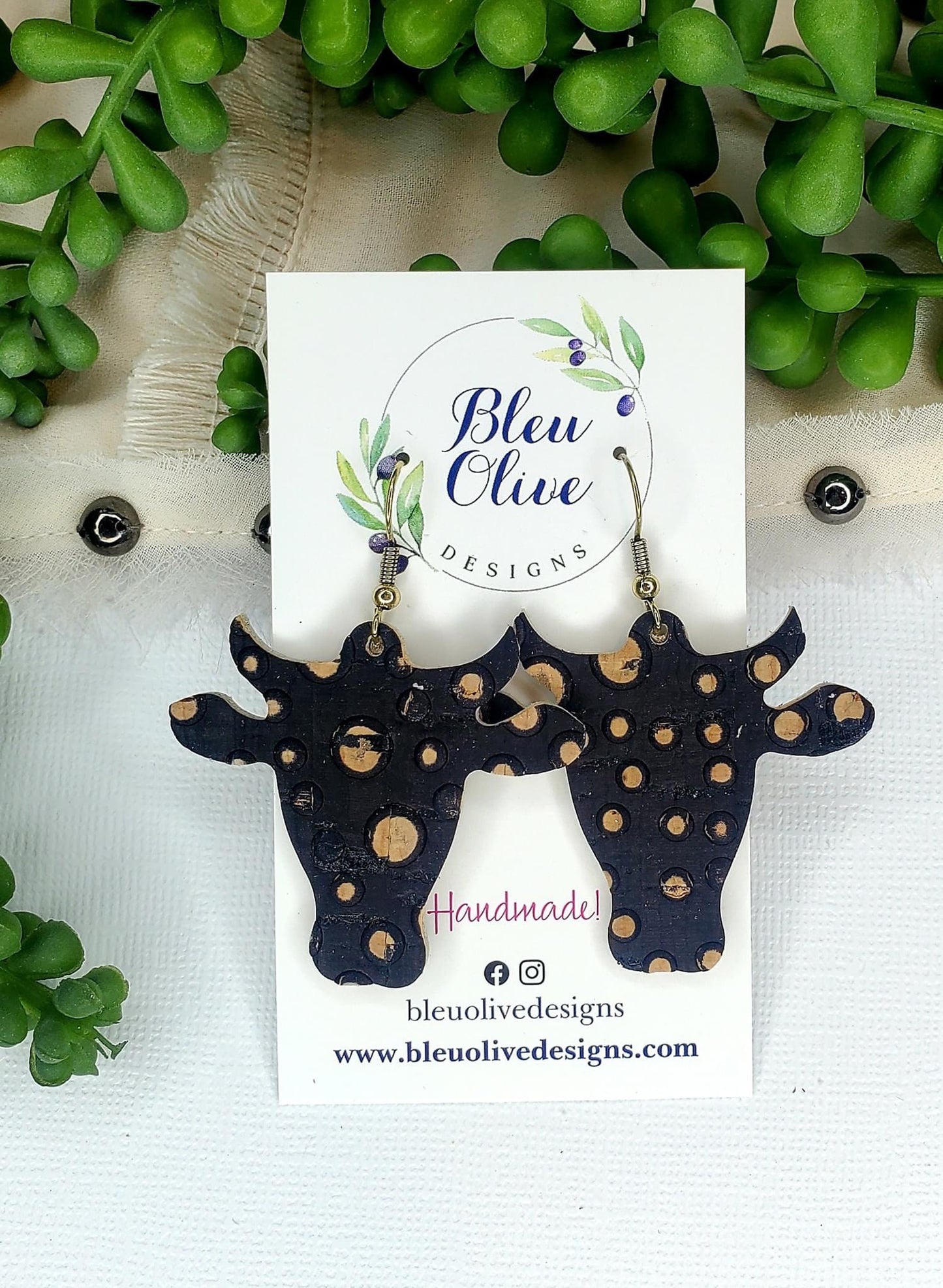 Bessie Cow Leather Earrings