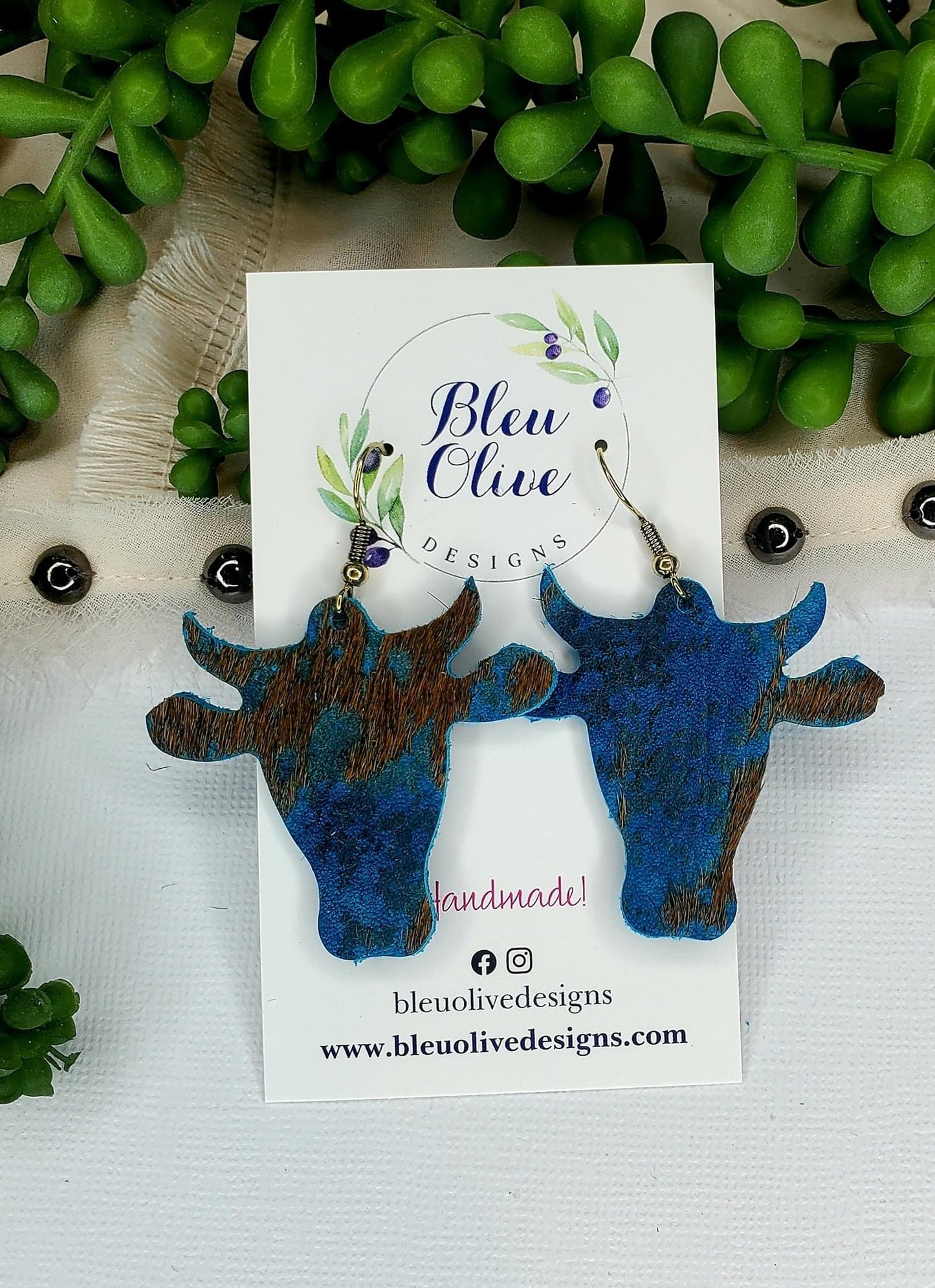 Bessie Cow Leather Earrings