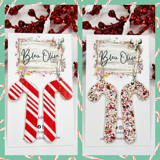 Candy Cane Lane Leather Earrings