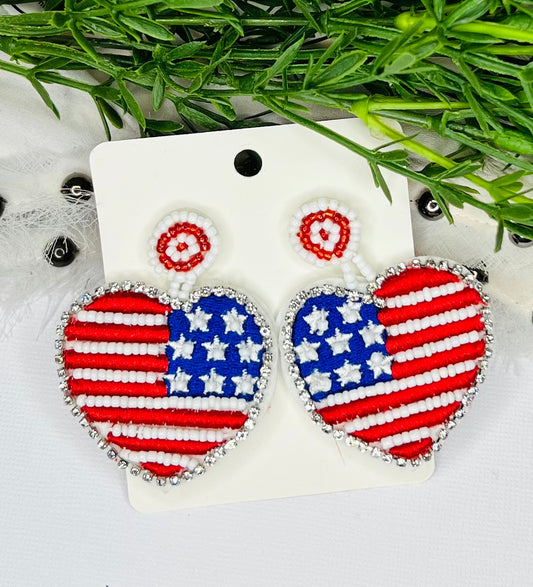 Flag Seed Bead Earrings