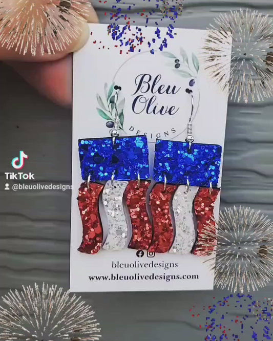 Glitter Flag Earrings